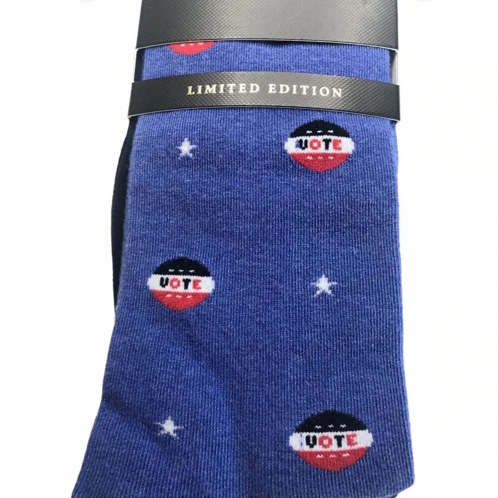 GoldToe Limited Edition 2 Pair Socks VOTE Red White Blue Striped Shoe Sz 6-12.5